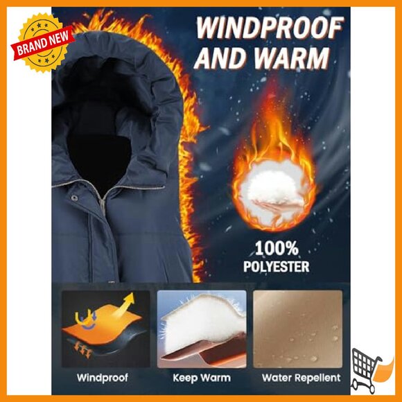 Plus Size Long Puffer Vest Hooded Sleeveless Quilted Winter Jacket - Picture 5 of 8